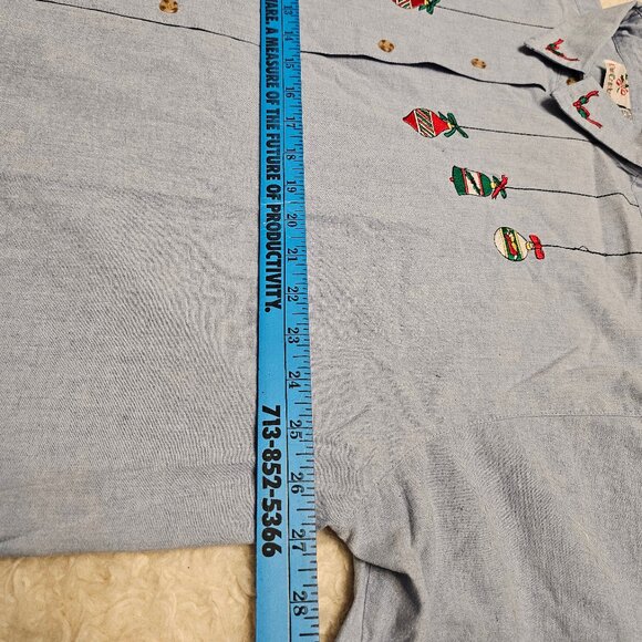 Vintage Nut Cracker Women's Christmas Ornament Embroidery Blue Denim Shirt 24W - Picture 5 of 8